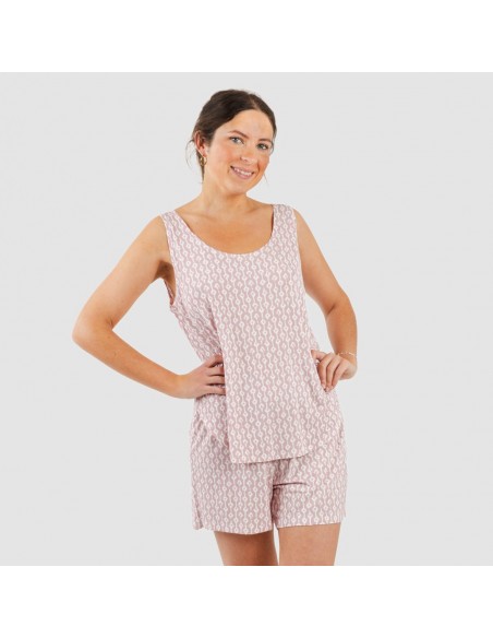 Pijama tirantes mujer viscosa Ellene rosa palo