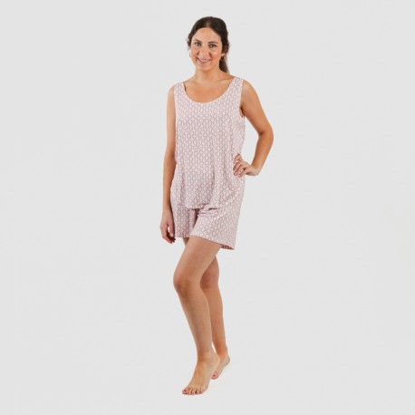 Pijama tirantes mujer viscosa Ellene rosa palo