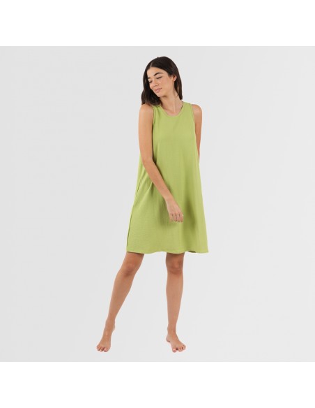 Vestido corto tirantes bambula liso