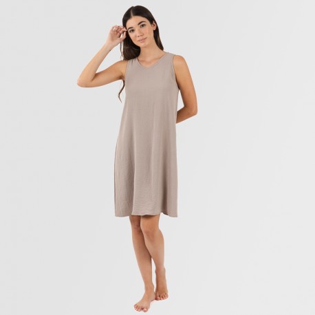 Vestido corto tirantes bambula liso