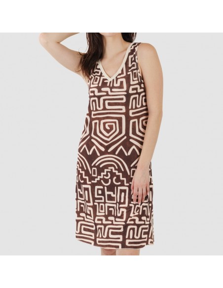 Vestido midi tirantes soft Agara marrón