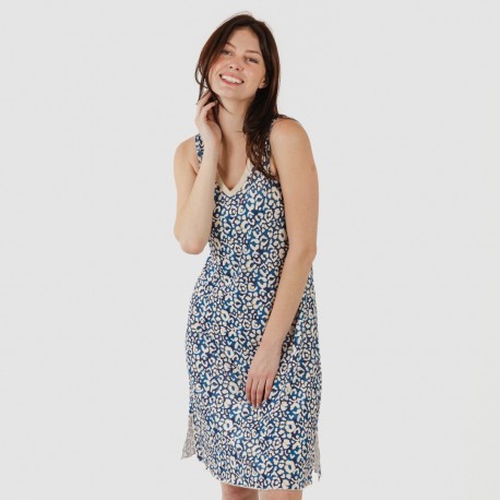 Vestido midi tirantes soft Milina azul marino