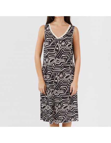 Vestido midi tirantes soft Guiomar beige negro