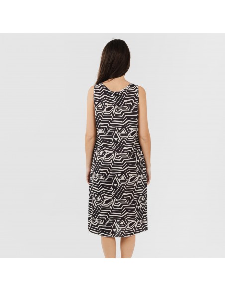 Vestido midi tirantes soft Guiomar beige negro