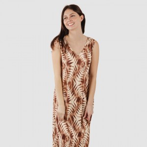 Vestido largo tirantes soft Madison marrón 2