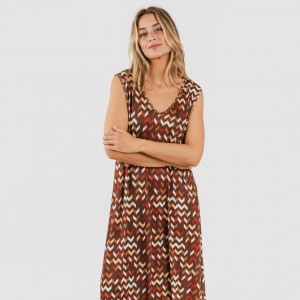 Vestido largo tirantes soft Andoni teja