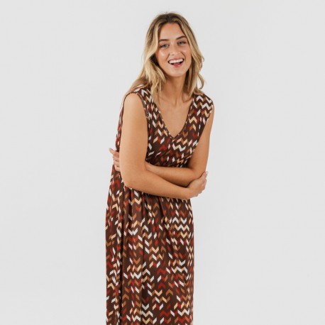 Vestido largo tirantes soft Andoni teja