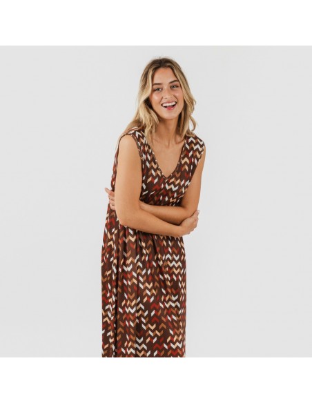 Vestido largo tirantes soft Andoni teja