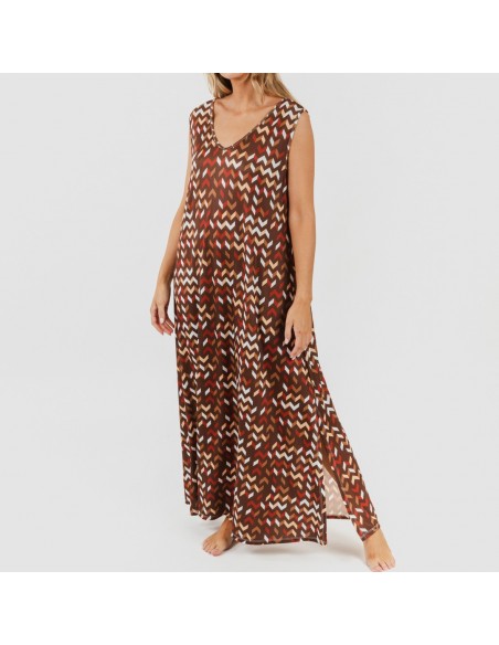 Vestido largo tirantes soft Andoni teja