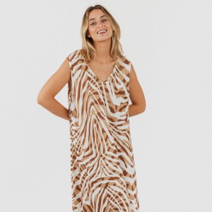 Vestido largo tirantes soft Neus marron