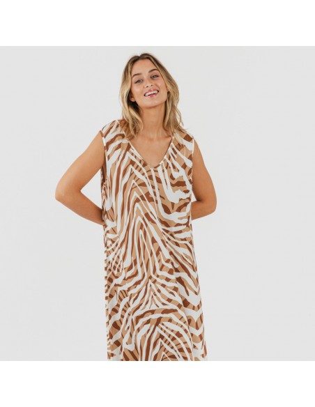 Vestido largo tirantes soft Neus marron