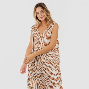 Vestido largo tirantes soft Neus marron 2