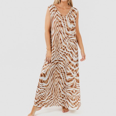 Vestido largo tirantes soft Neus marron