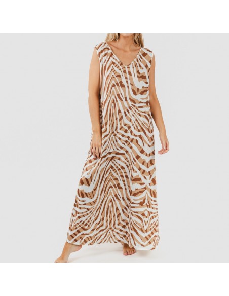 Vestido largo tirantes soft Neus marron