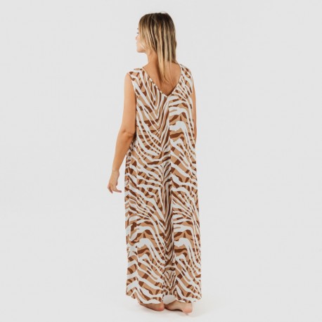 Vestido largo tirantes soft Neus marron