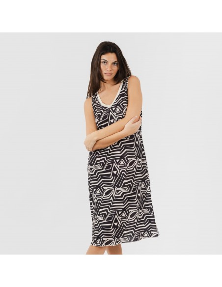 Vestido midi tirantes soft Guiomar beige negro