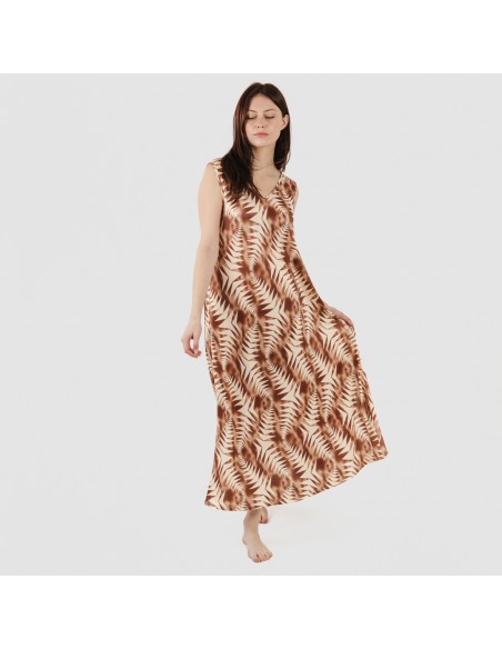 Vestido largo tirantes soft Madison marrón