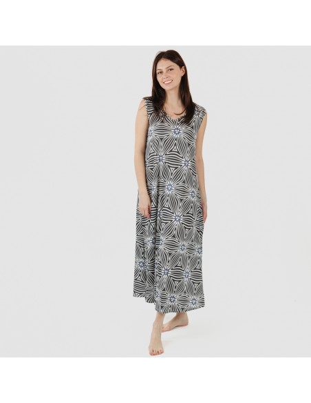 Vestido largo tirantes soft Naty beige - negro