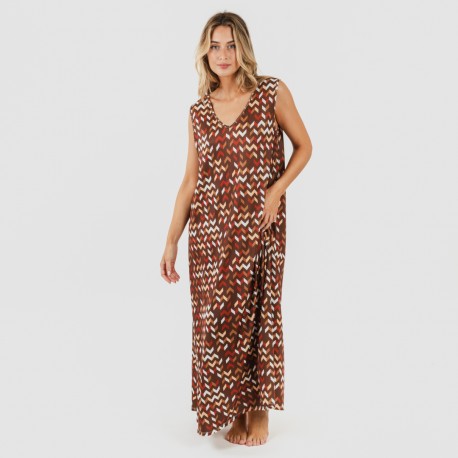 Vestido largo tirantes soft Andoni teja