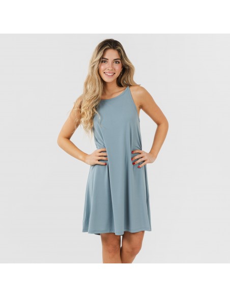 Vestido corto tirantes crepe liso