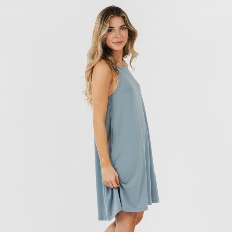 Vestido corto tirantes crepe liso