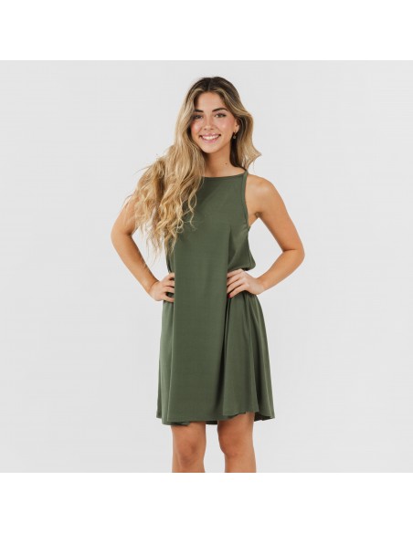 Vestido corto tirantes crepe liso