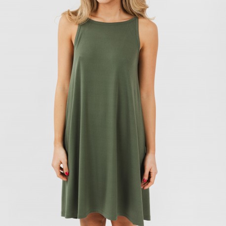 Vestido corto tirantes crepe liso