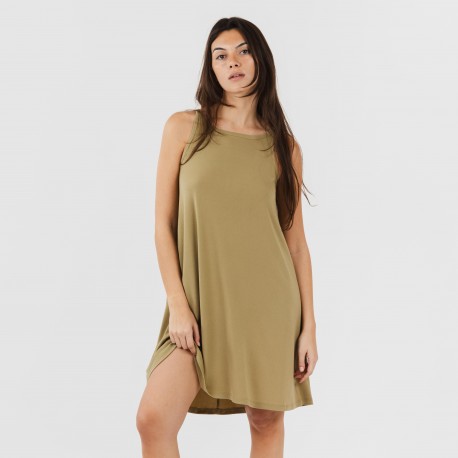 Vestido corto tirantes crepe liso