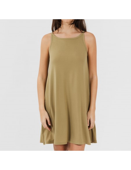 Vestido corto tirantes crepe liso