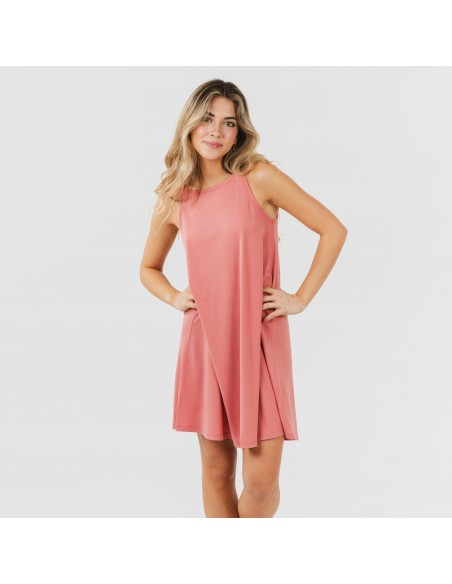 Vestido corto tirantes crepe liso