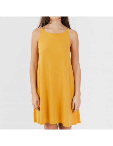 Vestido corto tirantes crepe liso