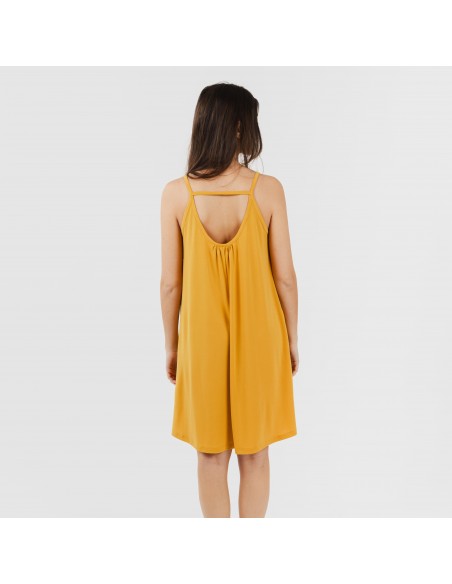 Vestido corto tirantes crepe liso