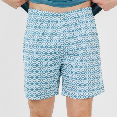 Pijama corto algodón hombre Galieni verde azulado