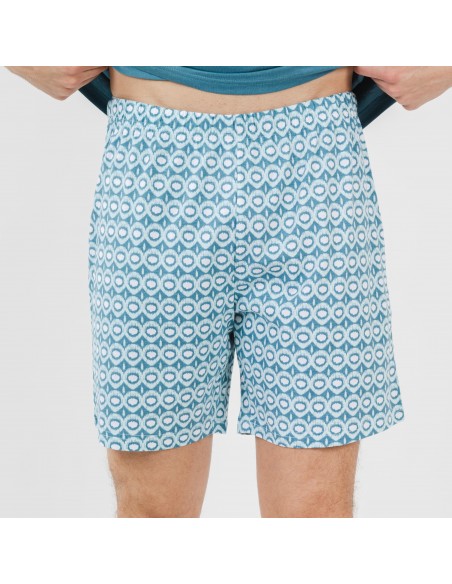 Pijama corto algodón hombre Galieni verde azulado