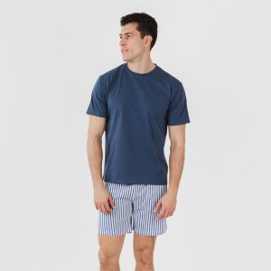 Pijama corto algodón hombre Darryl azul marino 2
