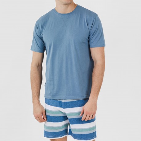 Pijama corto algodón hombre Raya Mark indigo