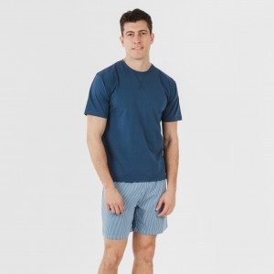Pijama corto algodón hombre Kristoff azul marino 2