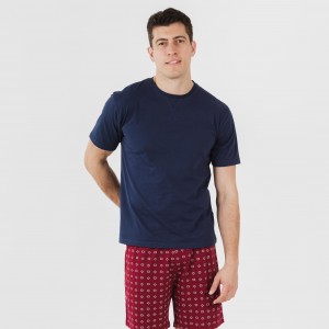 Pijama corto algodón hombre Loui azul marino 2