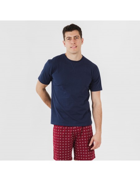Pijama corto algodón hombre Loui azul marino