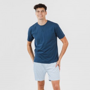 Pijama corto algodón hombre Timon azul 2