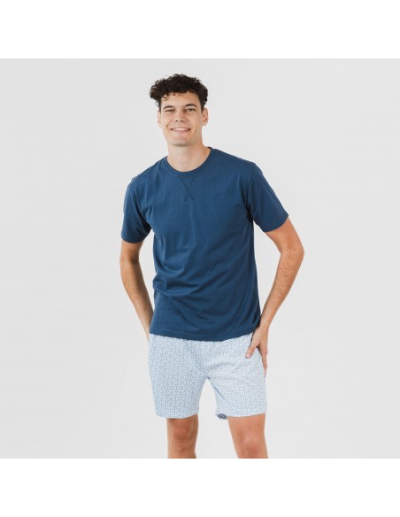 Pijama corto algodón hombre Timon azul
