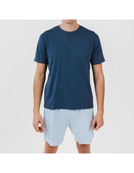 Pijama corto algodón hombre Timon azul