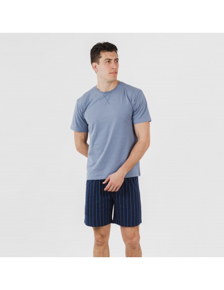 Pijama corto algodón hombre Raya Moritz indigo