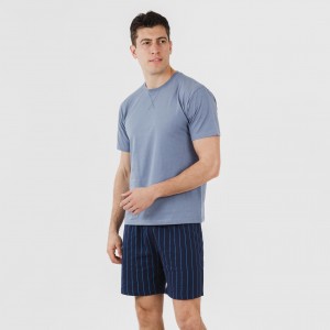 Pijama corto algodón hombre Raya Moritz indigo 2