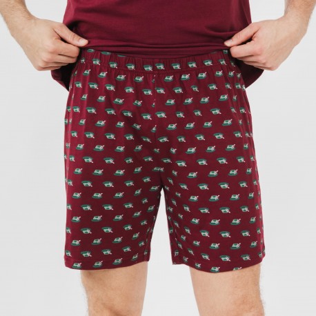 Pijama corto algodón hombre Nino burdeos