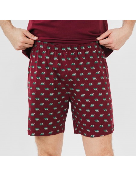 Pijama corto algodón hombre Nino burdeos