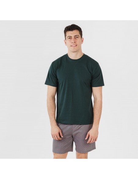 Pijama corto algodón hombre Canes verde