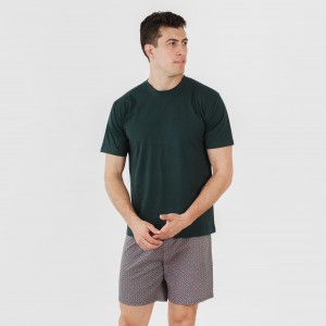 Pijama corto algodón hombre Canes verde 2