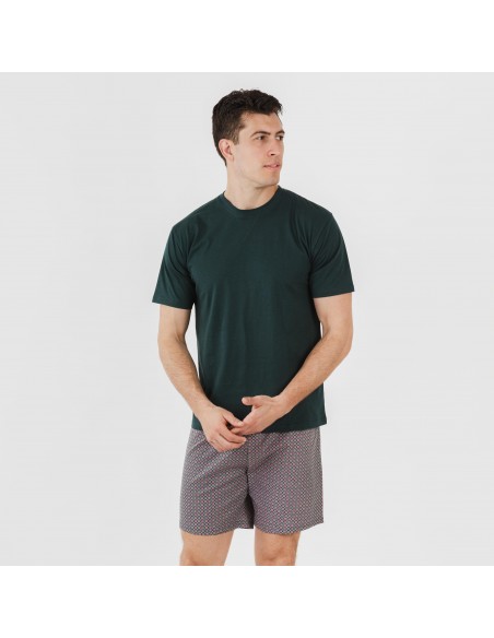 Pijama corto algodón hombre Canes verde