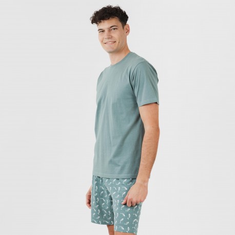 Pijama corto algodón hombre Flip verde